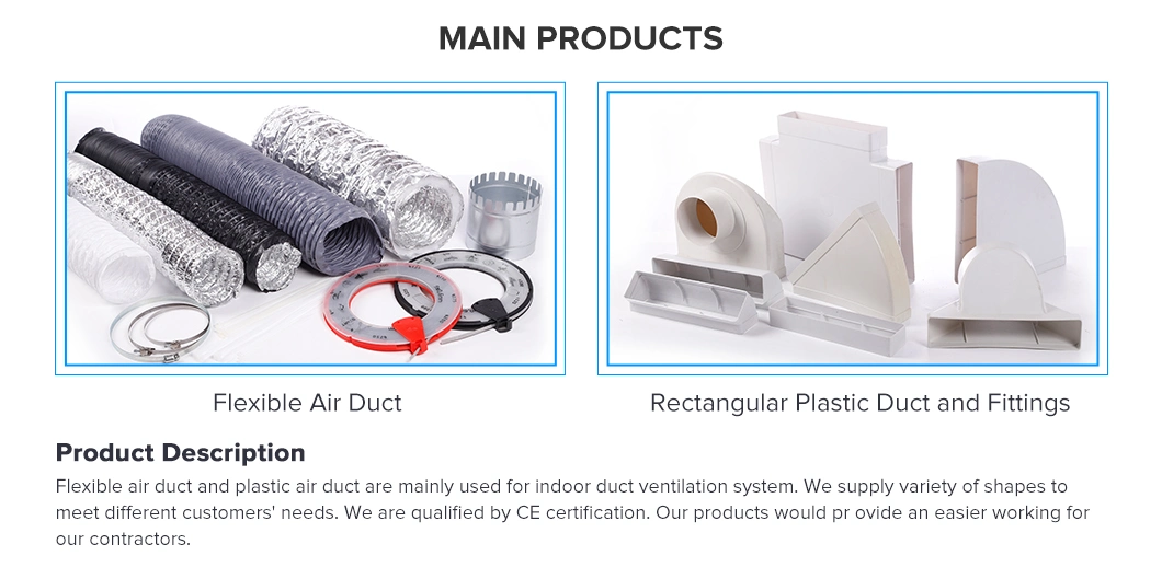 Factory Price Aluminum and PVC Combined Flexible Duct for HVAC System