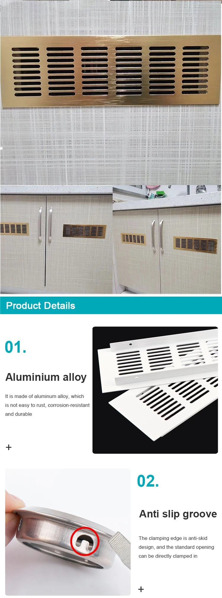 Cabinet Door Aluminium Alloy Air Grille Vent Covers Natural Ventilation Grilles
